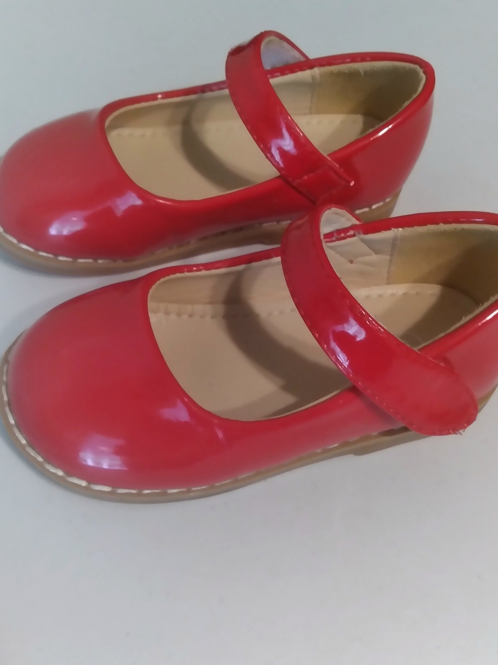 Girls' Red Patent Mary Jane Dress Shoes with Hook-and-Loop Strap